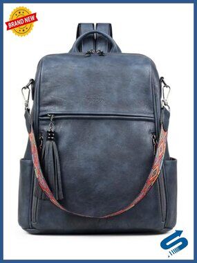 Work Travel Backpack, Waterproof Vegan Leather, Fits 13 Laptop